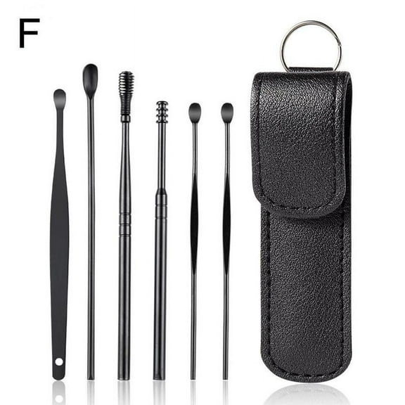 New Multicolor Earwax Removal Kit, Ear Wax Removal 6-in-1 Ear Pick Tools Reusable Ear Cleaner, Steel Ear Pick Set With Keychain Box Utility To Use K6V7