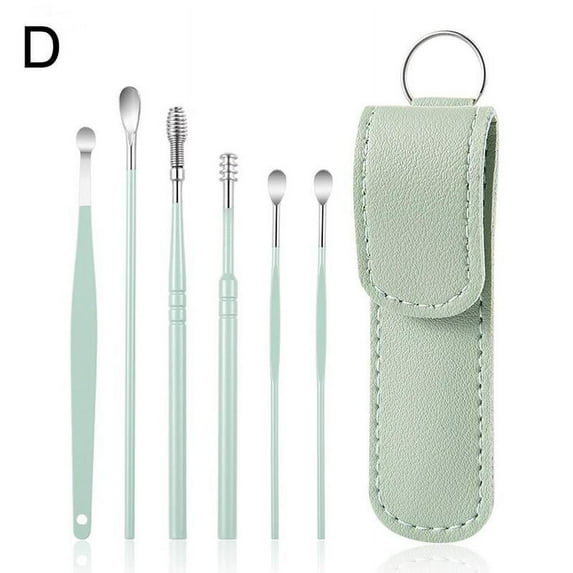 New Multicolor Earwax Removal Kit, Ear Wax Removal 6-in-1 Ear Pick Tools Reusable Ear Cleaner, Steel Ear Pick Set With Keychain Box Utility To Use P9F7