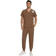 thumbnail image 1 of New Multicolor Two Pcs Set Men's Scrub Suit Nurse Uniform V Neck Short Sleeve Scrub Top Jogging Pants Work Clothes Doctor, 1 of 7