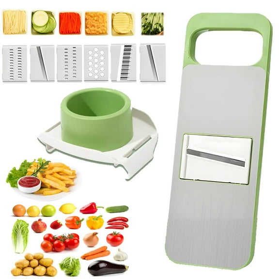 New Multifunctional Vegetable Cutter 6 Blades Portable Mandoline For Kitchen Adjustable Cutter With Stainless Steel Blades Easy To Use Clean Safe Food Grade Material Save Time