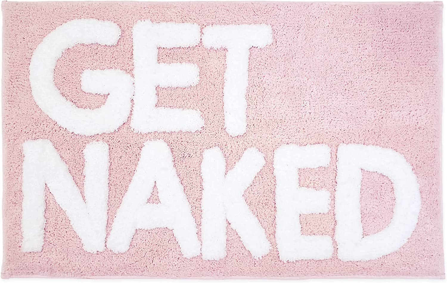 New Mungo Get Naked Bath Mat Pink - Pink Bathroom Rugs, Apartment Decor, Pink Bathroom Accessories, Pink Bathroom Decor, Pink Home Decor, Cute Bath Mats for Bathroom, White & Pink Bath Mat - 31" x 20"