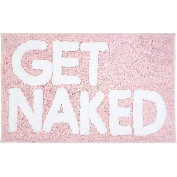 New Mungo Get Naked Bath Mat Pink - Pink Bathroom Rugs, Apartment Decor, Pink Bathroom Accessories, Pink Bathroom Decor, Pink Home Decor, Cute Bath Mats for Bathroom, White & Pink Bath Mat - 31" x 20"