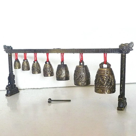 New Musical Meditation Gong with 7 Ornate Bells with Dragon Design Rare Collectable