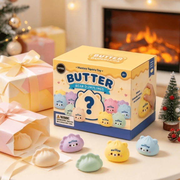 New Mystery Squishy Blind Box,Butter Squisher Butter Bear Dumpling, Soft Squeeze Sensory Fidget Toy, Cute Bear Dumpling Collectible Squishy for Holiday Gift