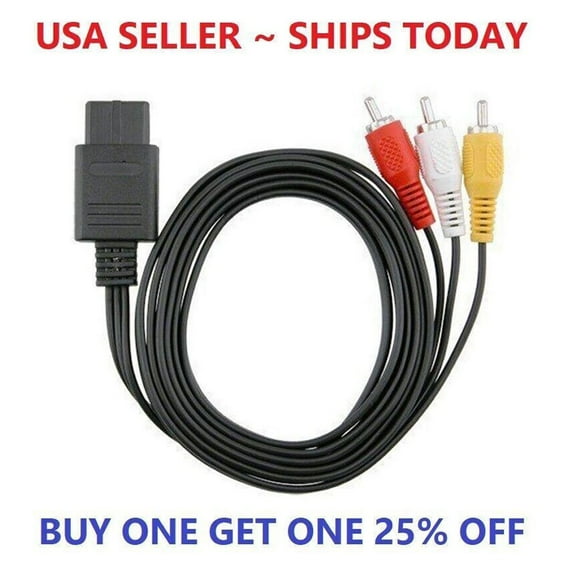 New N64 SNES Gamecube 6FT RCA AV TV Audio Video Stereo Cable Cord Nintendo 64