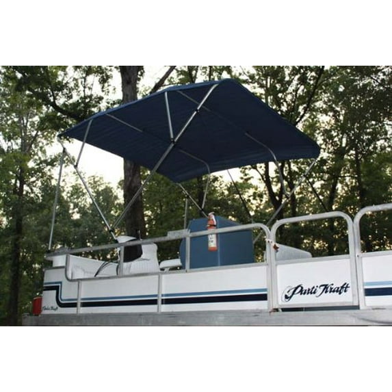 New NAVY BLUE Vortex Pontoon / Deck Boat 4 Bow Bimini Top 12' Long, 97-103" Wide, 54" High, Complete Kit, Frame, Canopy, and Hardware (FAST SHIPPING - 1 TO 4 BUSINESS DAY DELIVERY)