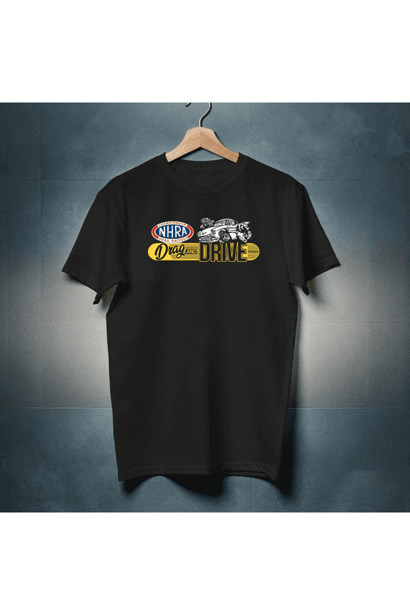 New NHRA Drag Racing And Drive Logo Men's T-Shirt American Funny Size S to 5XL