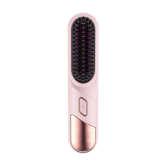 New Negative Ion Hair Straightener Brush - 2-in-1 Cordless & Portable Styling Tool for Effortless Straightening & Curling
