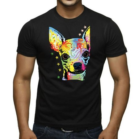 New Neon Chihuahua Dog Face Men Black T-Shirt Gift For Dog Lover