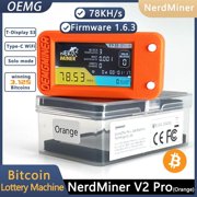 New NerdMiner V2 78KH/s T-Display S3 Bitcoin Solo Lottery Miner Win 6.25 BTC with Low Power Consumption - WiFi Connection, and USB-C Power