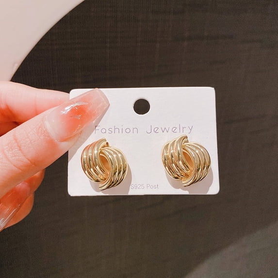 New Niche Design Sense Geometric Staggered Earrings Fashionable Simple Metal Cold Wind Ear Jewelry