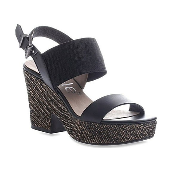 New Nicole Women's Mikaela Wedge Sandal Black 9.5