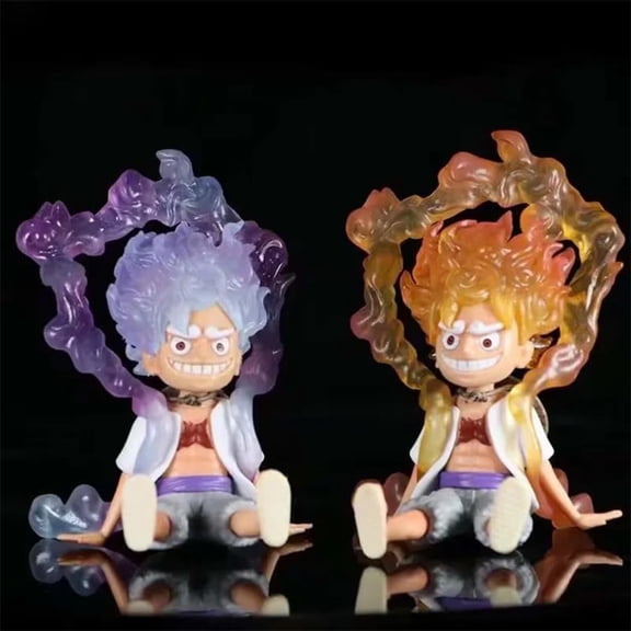 New Nika Luffy 2PC Sitting Q (Orange+purple Ver) Character Anime Model Statue Action Figures Desktop Ornament Popular Decorations Fan Souvenirs Creative Gift Collectable
