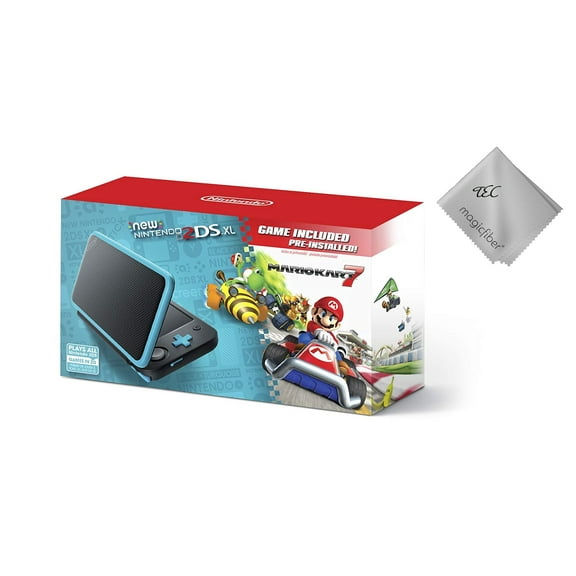 Restored New Nintendo 2DS XL - Black + Turquoise With Mario Kart 7 Pre-installed - Nintendo 2DS (Refurbished)