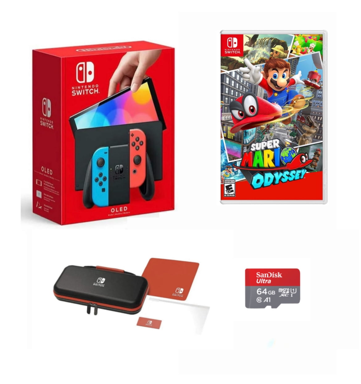 New Nintendo Switch Oled Model Neon Red And Blue Joy Con Bundled With Super Mario Odyssey 0921