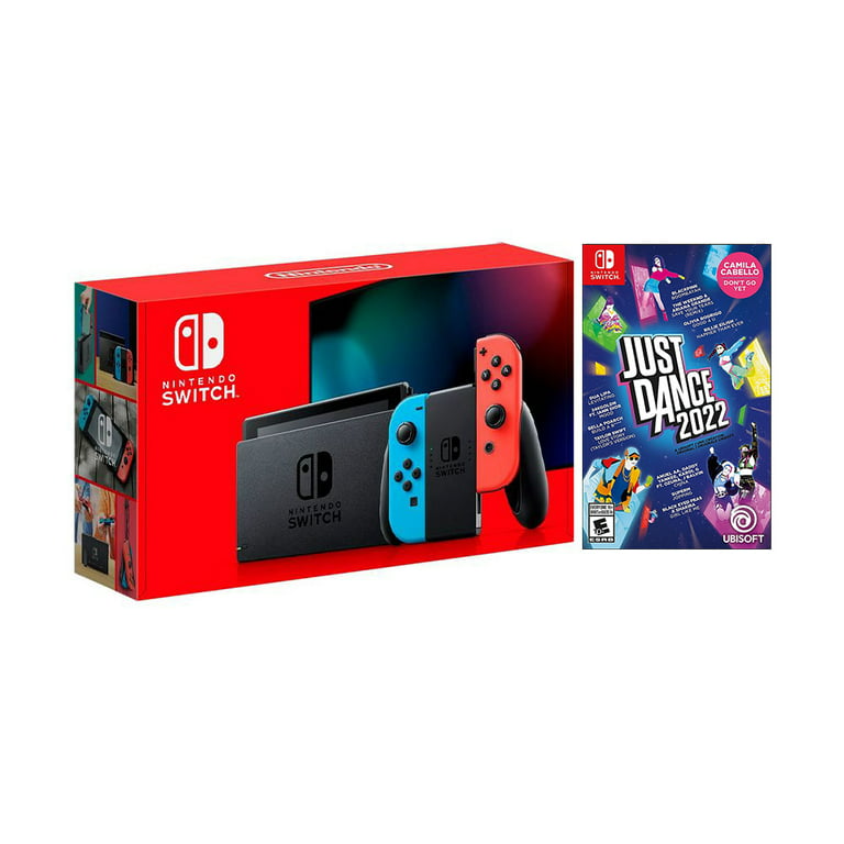 New Nintendo Switch Tempered Improved NS Just Bundle Mytrix NS New Red/Blue Glass Joy-Con 2022 Dance Game Game! Console and Protector - with Life Battery 2019 Disc Screen