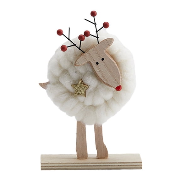 New Nordic Christmas Wooden Wool Felt Decoration Christmas Elk Santa Claus Ornament Christmas Tree Desktop Decoration C,1 x Christmas Ornaments,White