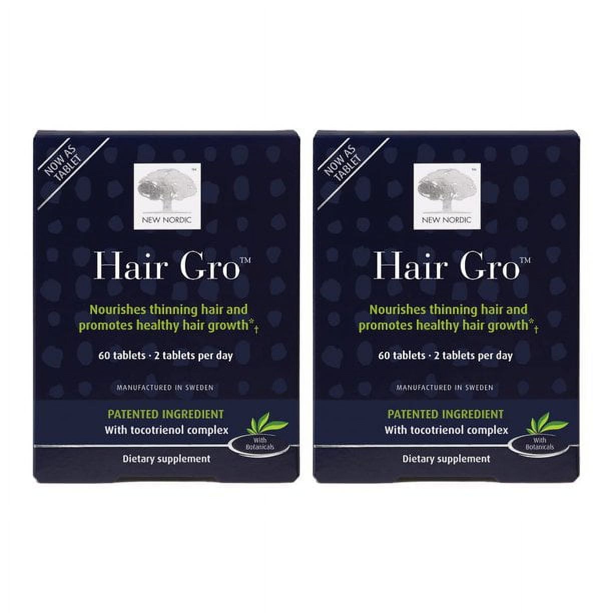 New Nordic Hair Gro Hair Growth Supplement Biotin & Palm Fruit 60 Count (Pack of 2
