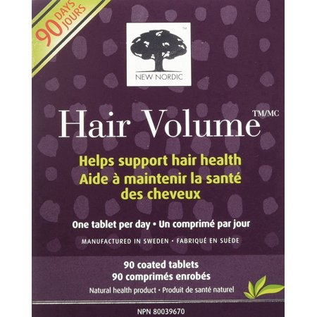 New Nordic Hair Volume, 90 Tablets Hair Growth Supplement, Biotin and Naturally Sourced Ingredients, Helps Reduce Hair Shedding