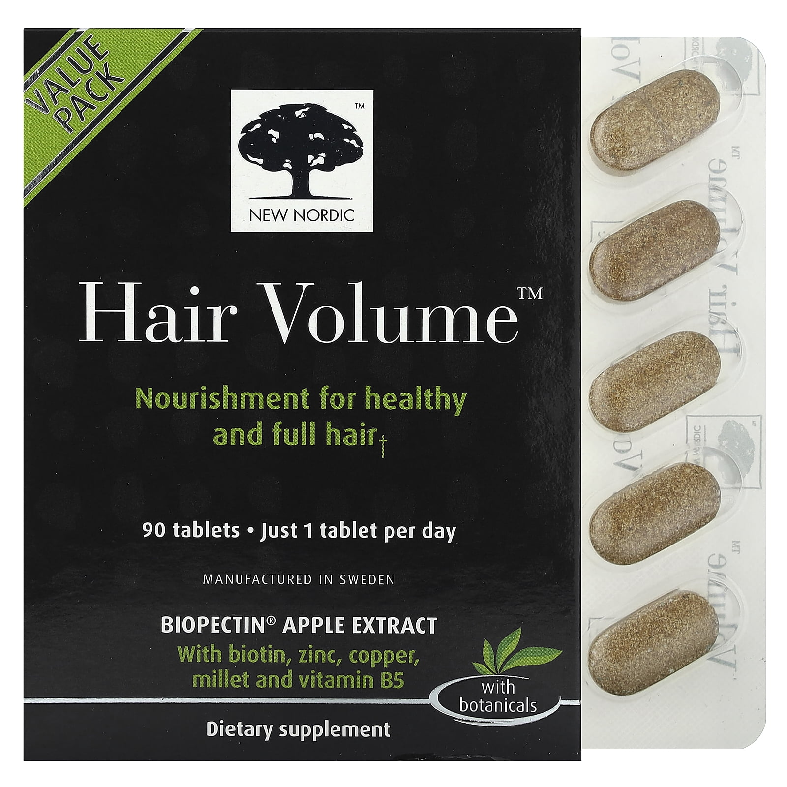 New Nordic Hair Volume Tablets | Healthy Hair Growth, Reduce