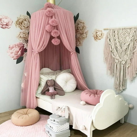 New Nordic Style Pink Round Bed Canopy