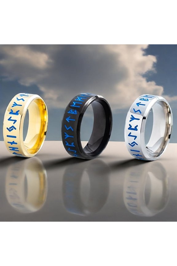 New Nordic Viking Men's Ring, Rune Rune Titanium Steel Jewelry, Handmade,10