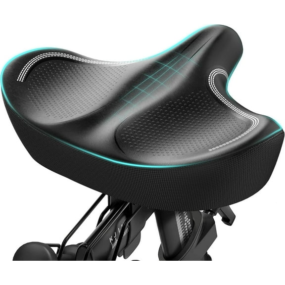 MEC New Noseless Oversized Bike Seat, Extra Wide Comfort Pure Memory Foam Bicycle Seat Cushion, Compatible Saddle Replacement with Electric Bike, Exercise, Cruiser, Road Bike for Men & Women