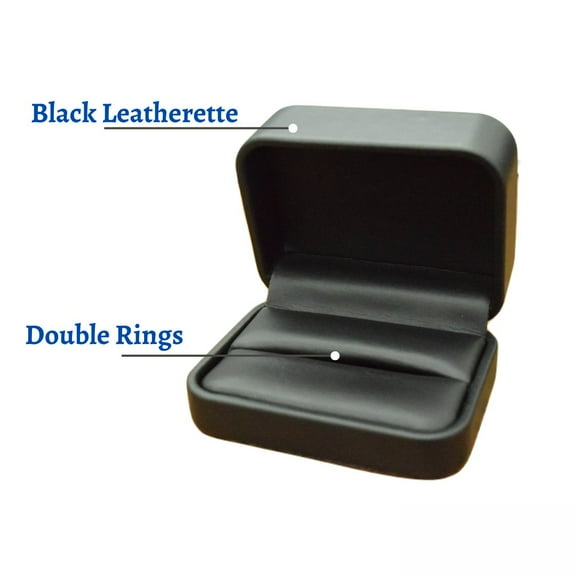 New Novel Box Black Leatherette Jewelry Double Ring Box