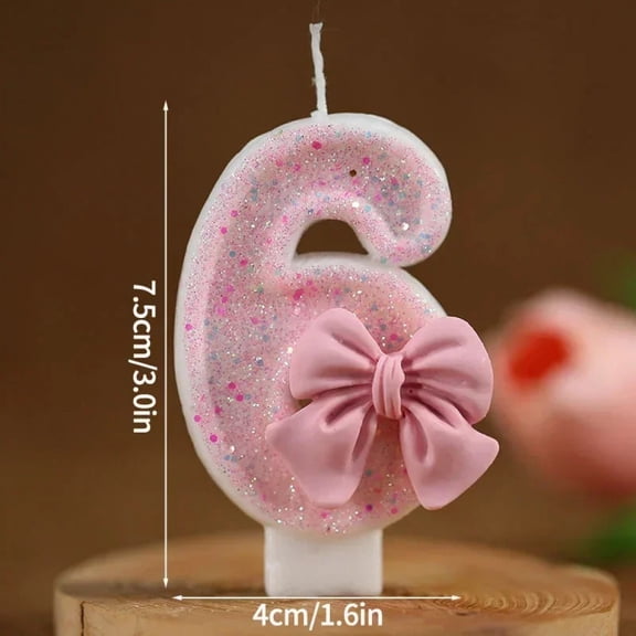 Xiao Hang New Number Cake Candle Pink Glitter Birthday Candle 1 2 3 4 5 6 7 8 9 3D Number Candle Cake Topper Birthday Party Cake Decor