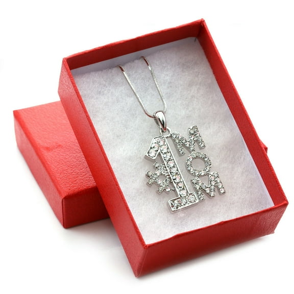 New Number One MOM Love Mother's Day Valentines Day Gift Heart Pendant Necklace