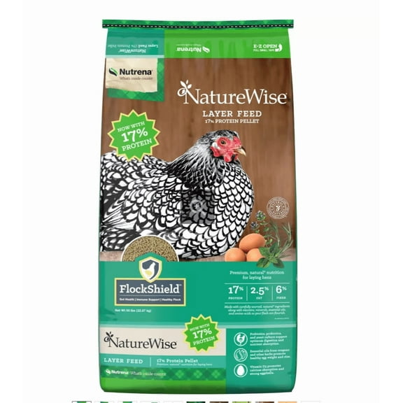 New!Nutrena NatureWise 17% Protein Layer Pellet Poultry Feed 50 lb