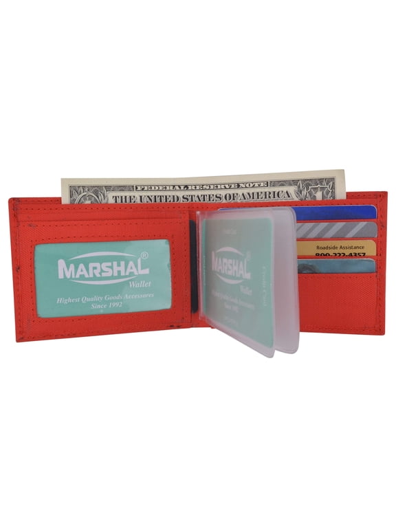 Boys Red Nylon Thin Compact Kids ID Card Holder Bifold Wallet