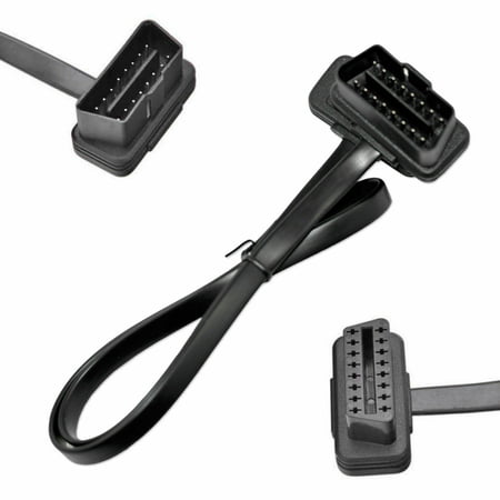 New OBD2 16 Pin Flat Noodle Male to Female Elbow Extension Diagnostic Cable 2FT