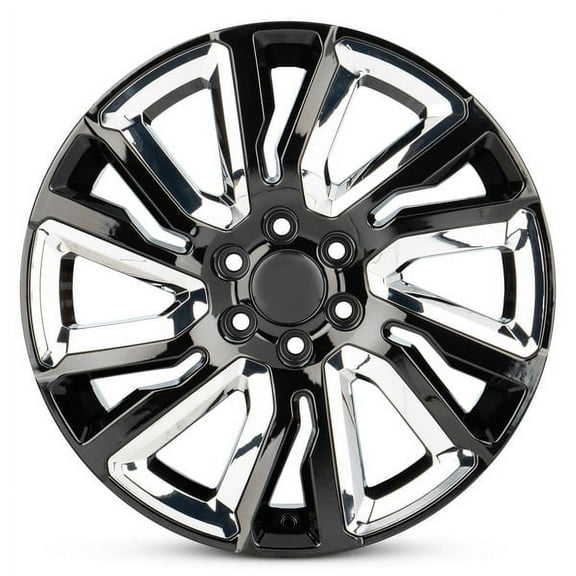 New OEM Replacement Wheel 22x9 in for 2019-2021 Dodge Ram 1500 Black With Chrome Inserts Black 22 inch Aluminum Rim