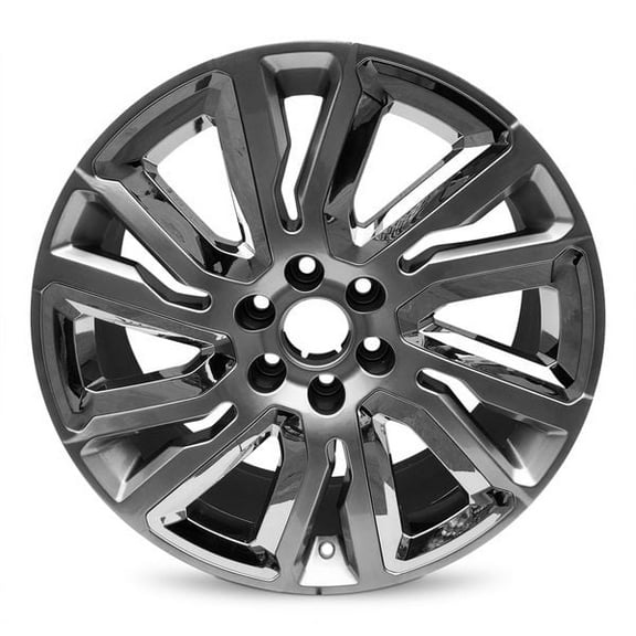 New OEM Replacement Wheel 22x9 in for 2019-2023 Chevrolet Silverado 1500 Hyper Silver with Chrome Inserts Hyper Silver 22 inch Aluminum Rim
