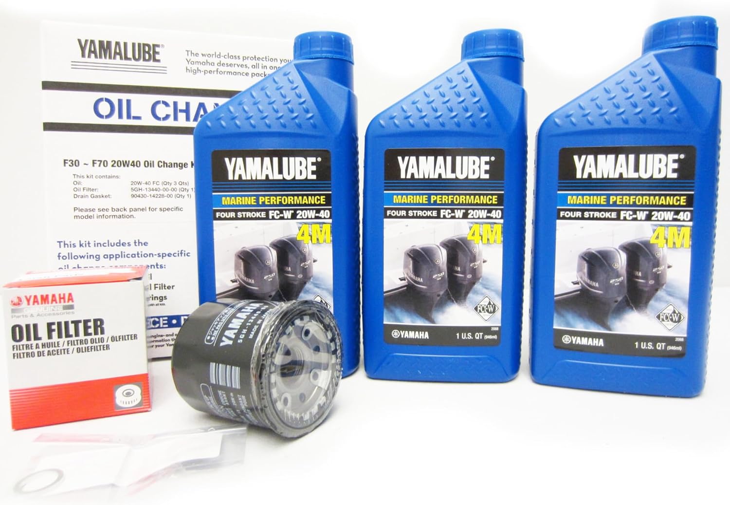 New OEM Yamalube 20W40 Oil Change Kit, LUB-MRNSM-KT-20