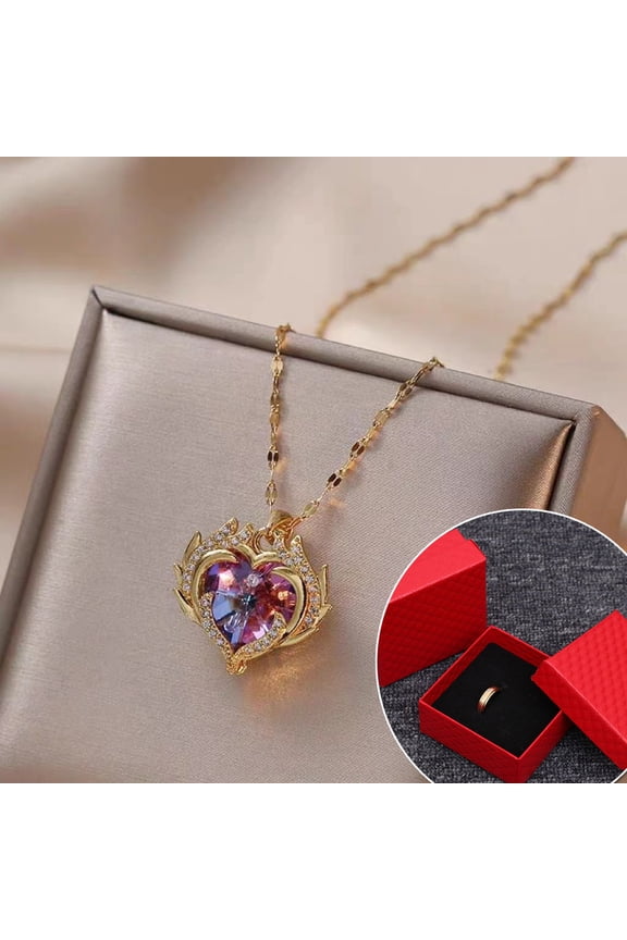 New Ocean Heart Necklace for Women - Light Luxury Unique Design with Colorful Heart Pendant, Versatile Elegance