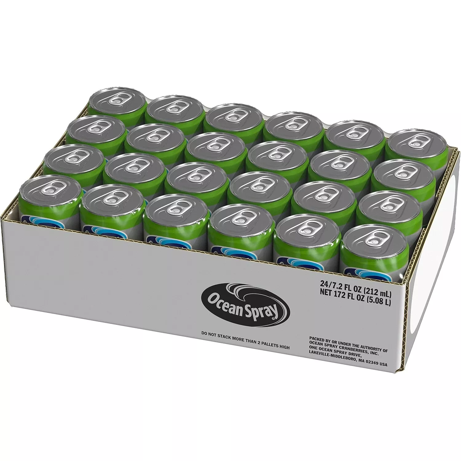 New Ocean Spray 100% Apple Juice No Sugar Added 7.2 fl. oz. 24 Cans/Carton (2218)