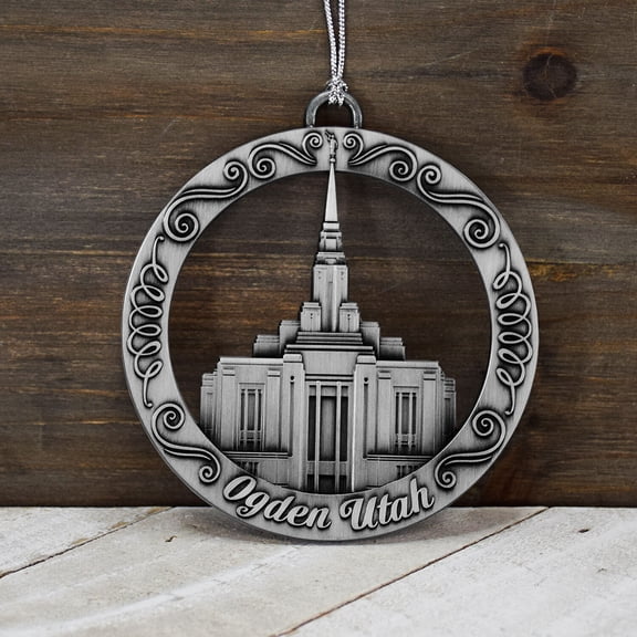 New Ogden Utah Temple Antique Silver Ornament by Ringmasters