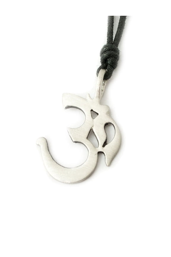 New Ohm Word Hindu Symbol Silver Pewter Charm Necklace Pendant Jewelry With Cotton Cord