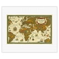 thumbnail image 1 of New and Old - Nova Et Vetera - World Route Map - Planisphere - Vintage Airline Travel Poster by Lucien Boucher c.1939 - Fine Art Rolled Canvas Print 16in x 20in, 1 of 4