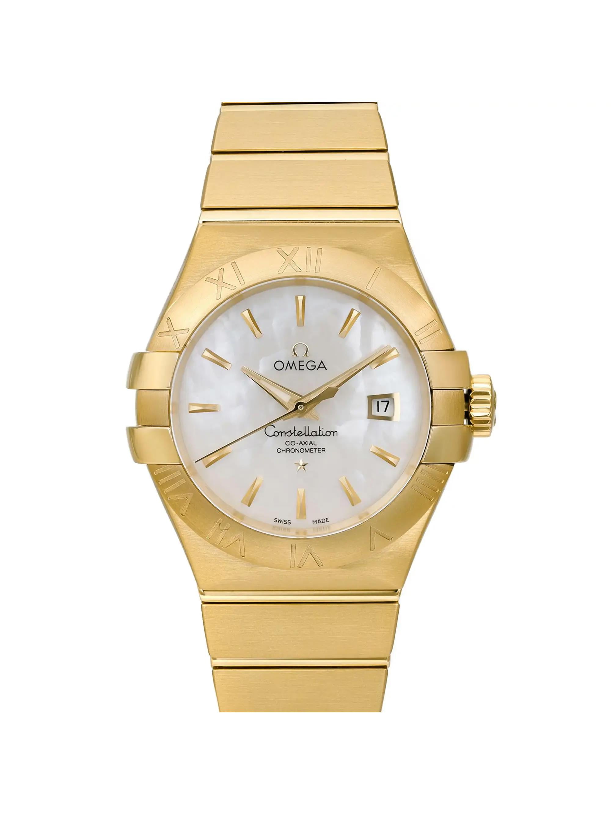 New Omega Constellation 18K Gold MOP Dial Womens Watch 123.50.31.20.05.002