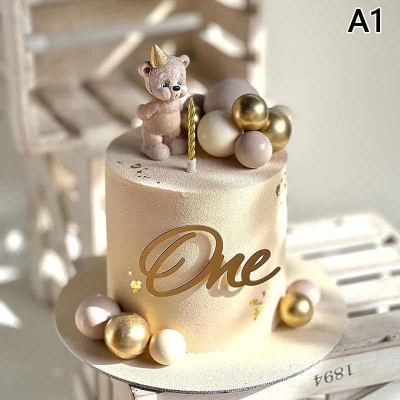 New One Happy Birthday Cake Topper Acrylic Rose Gold One Cupcake Topper ...