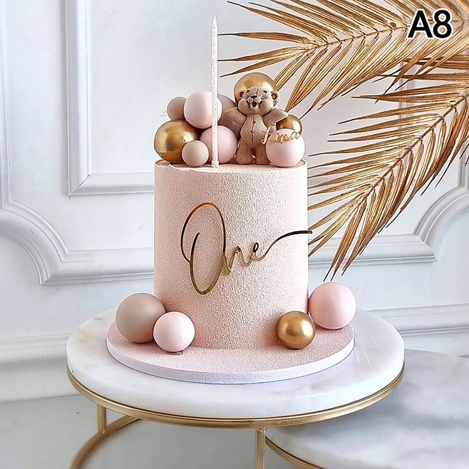 New One Happy Birthday Cake Topper Acrylic Rose Gold One Cupcake Topper ...