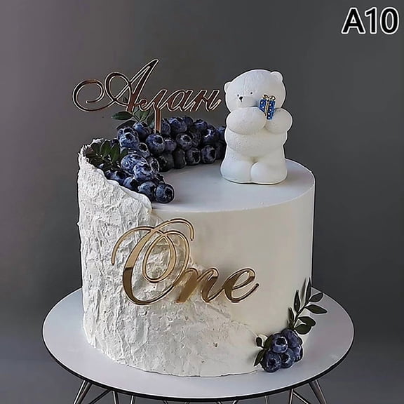 New One Happy Birthday Cake Topper Acrylic Rose Gold One Cupcake Topper For Kids