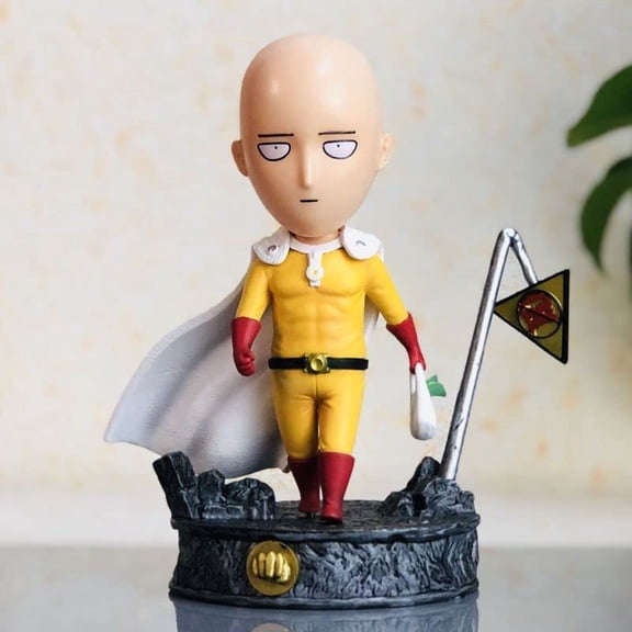 New One Punch Man Saitama, Q Version Saitama Statue 18cm/7inch Walking Shopping Posture Saitama PVC Statue Collectible