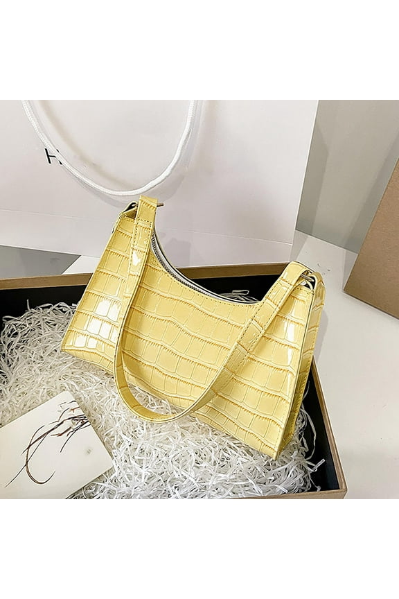 New One Shoulder Crossbody Bag Leather Large Capacity Multi Compartment Women Bag, Yellow
