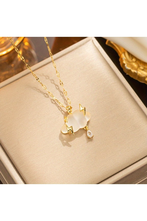 New Opal Lightning Cloud Necklace for Women with Advanced Pendant and Titanium Steel Chain