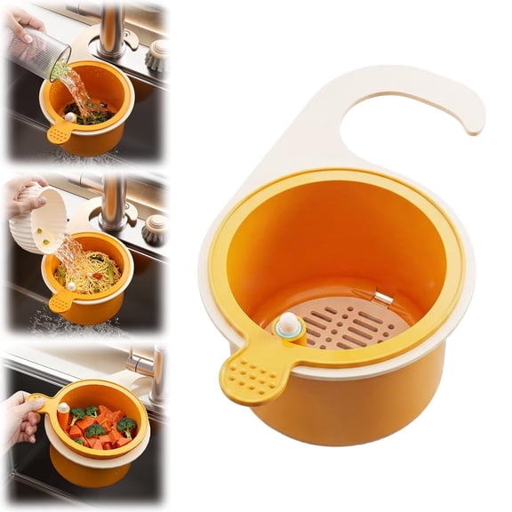 New Open Bottom Corner Kitchen Sink Strainer, No Drill Scrap Filter Basket, Sponge Holder Produce Rinse Organizer
