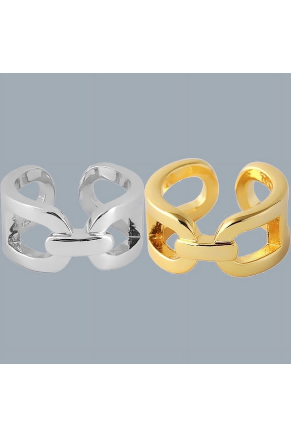 New Open Ring Female Ins Lock Chain Hollow Niche Design Golden Ring Ring Jewelry